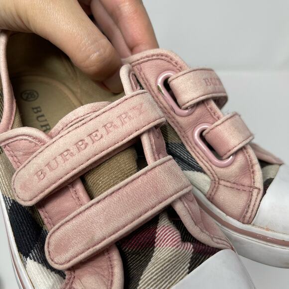 Burberry Pink Check Double Strap Sneaker Toddler (EU 28) - Picture 7 of 11